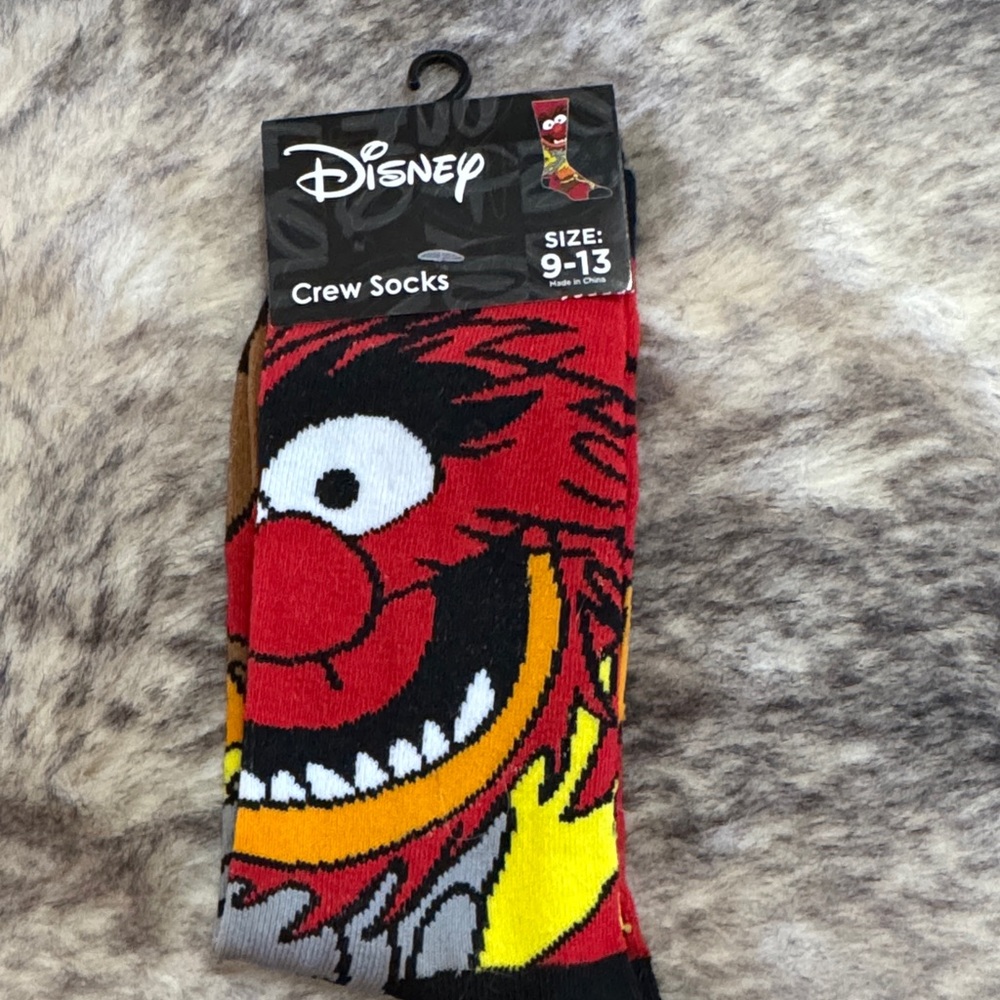 Muppets Animal Character Crew Socks - Red, Yellow, Black